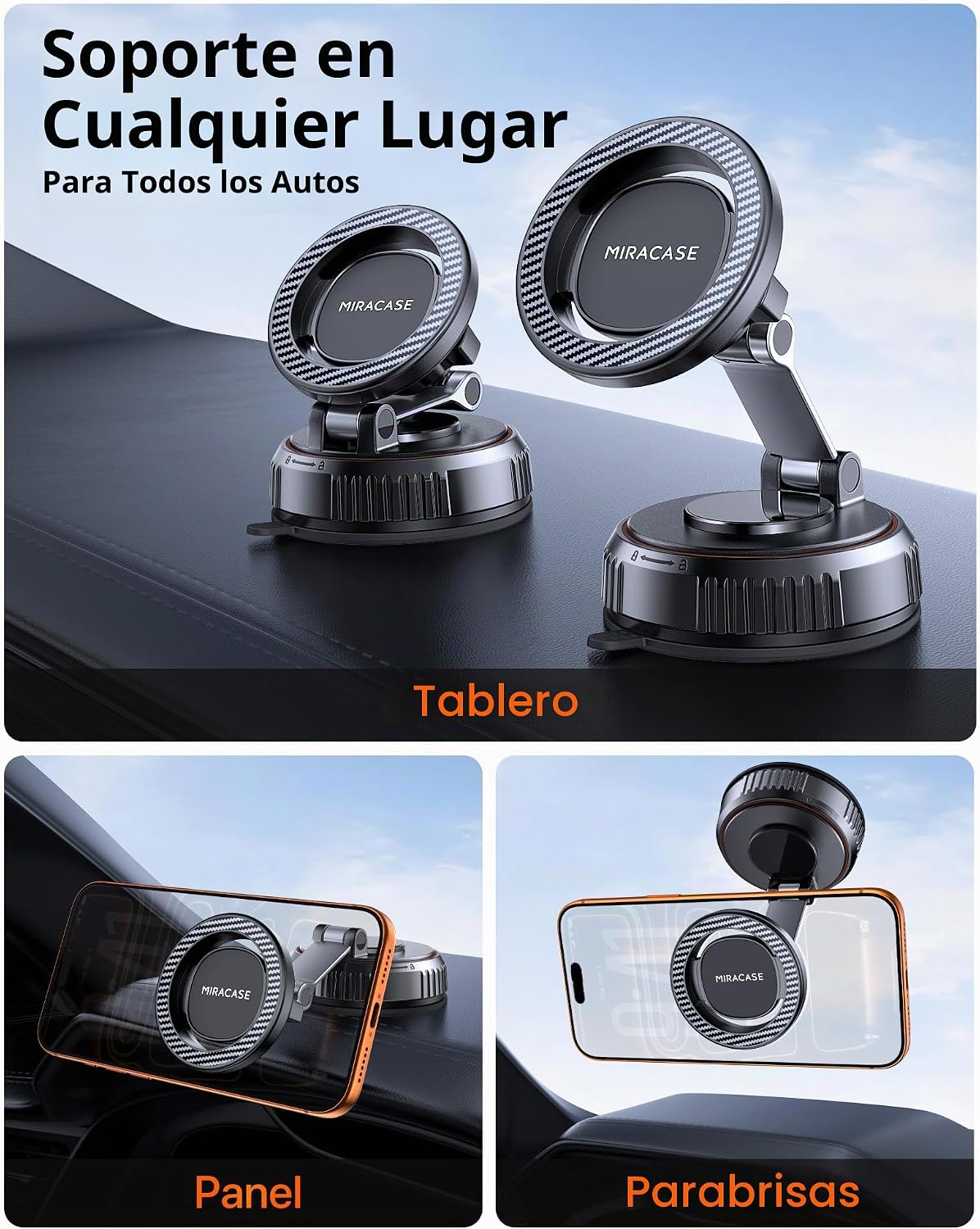Miracase Soporte de coche MagSafe [imán fuerte de 3600 gf y base de...