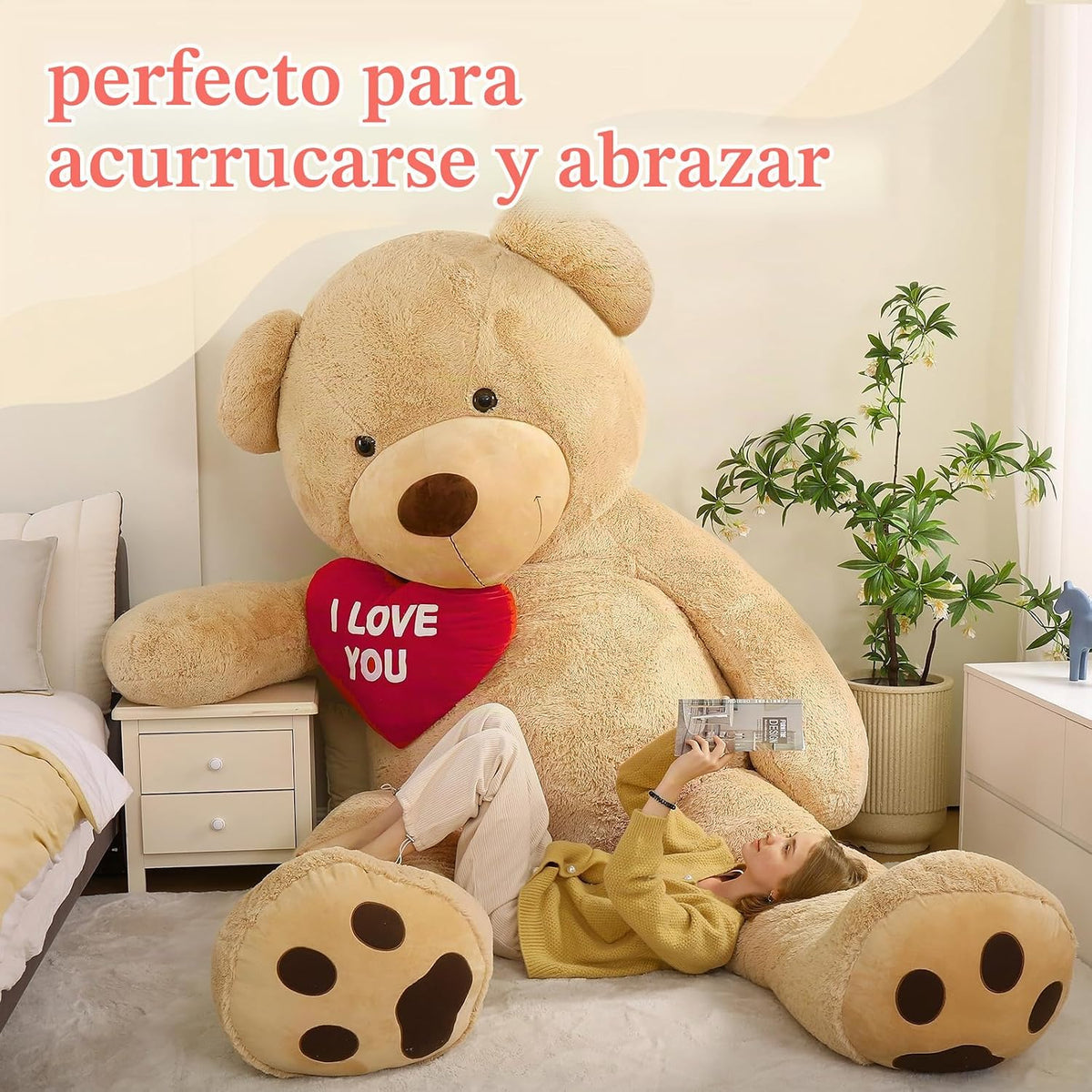 BENINY Oso de Peluche Teddy Gigante Jumbo de Corazón Rojo de 10 pie...