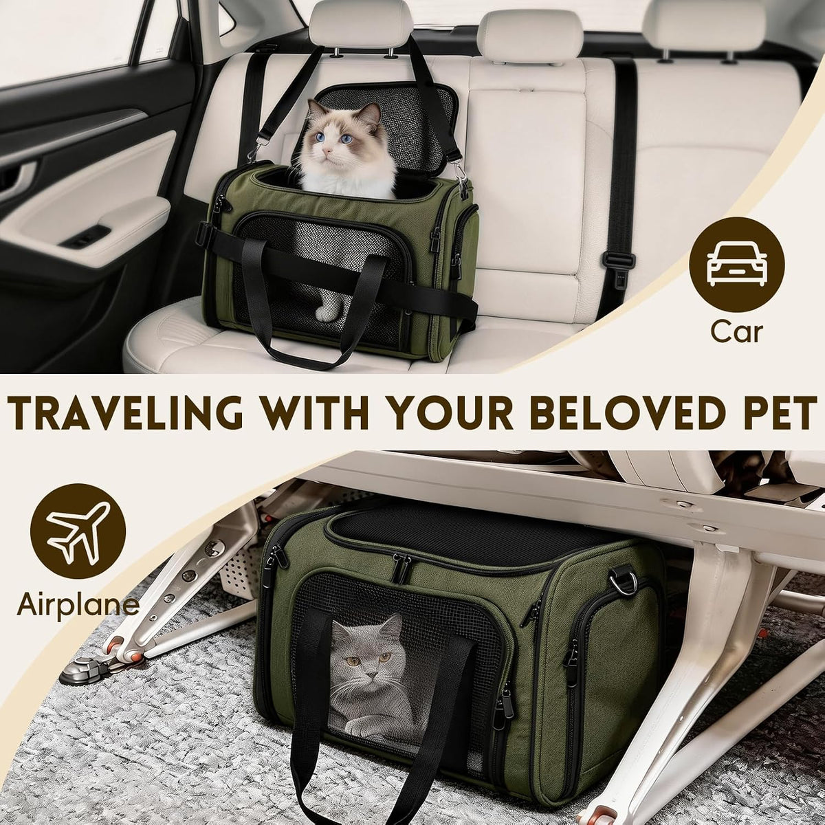 Zedkeys Transportador suave para gatos y perros pequeños y gatos gr...