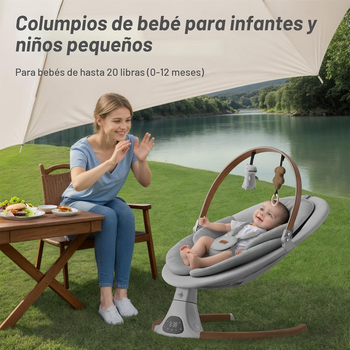 Columpios para bebés Monamii Baby Swing, columpio infantil Bluetoot...