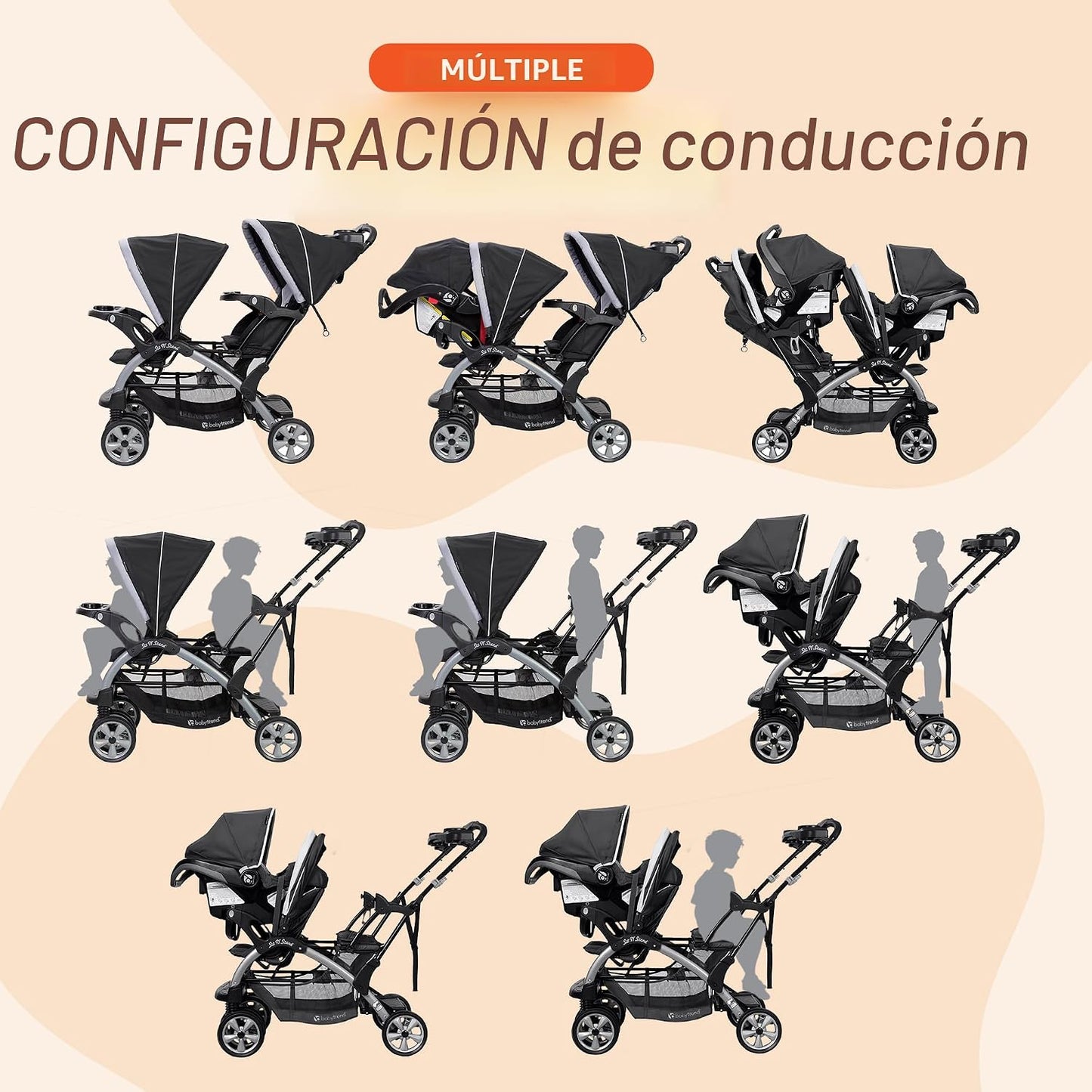 Baby Trend Cochecito doble para bebés y niños pequeños y 2 asientos...