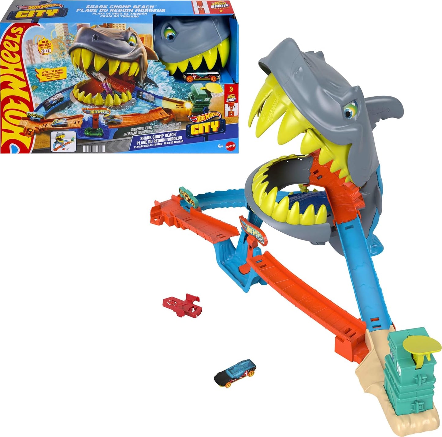 Conjunto de pista de coche de juguete Hot Wheels, juego de playa Ci...