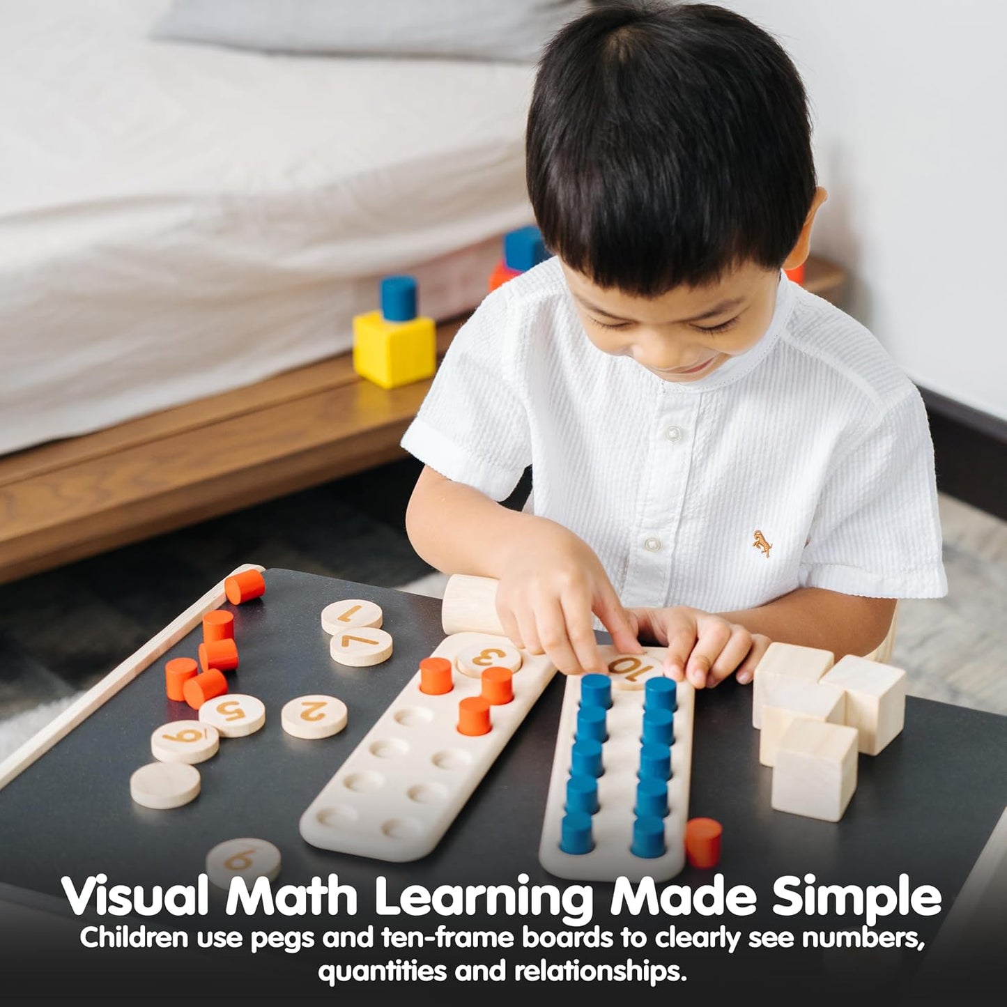 PlanToys® Tablero de clavijas de madera | Juguete de aprendizaje de...