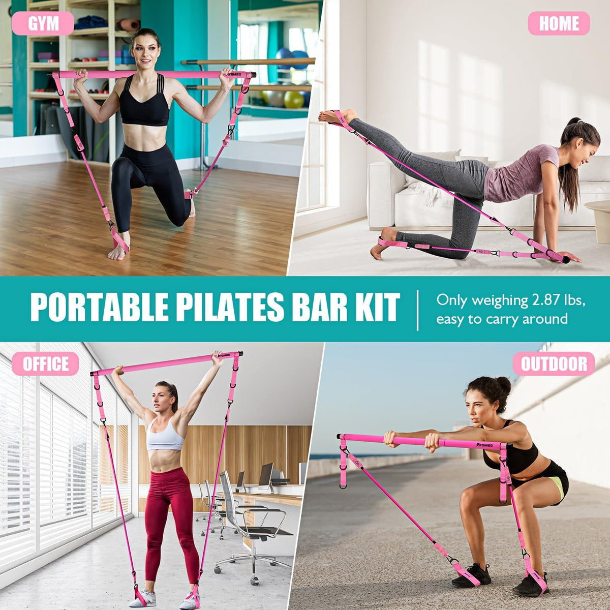 Kit de barra de pilates Ayombo con bandas de resistencia, equipo de...