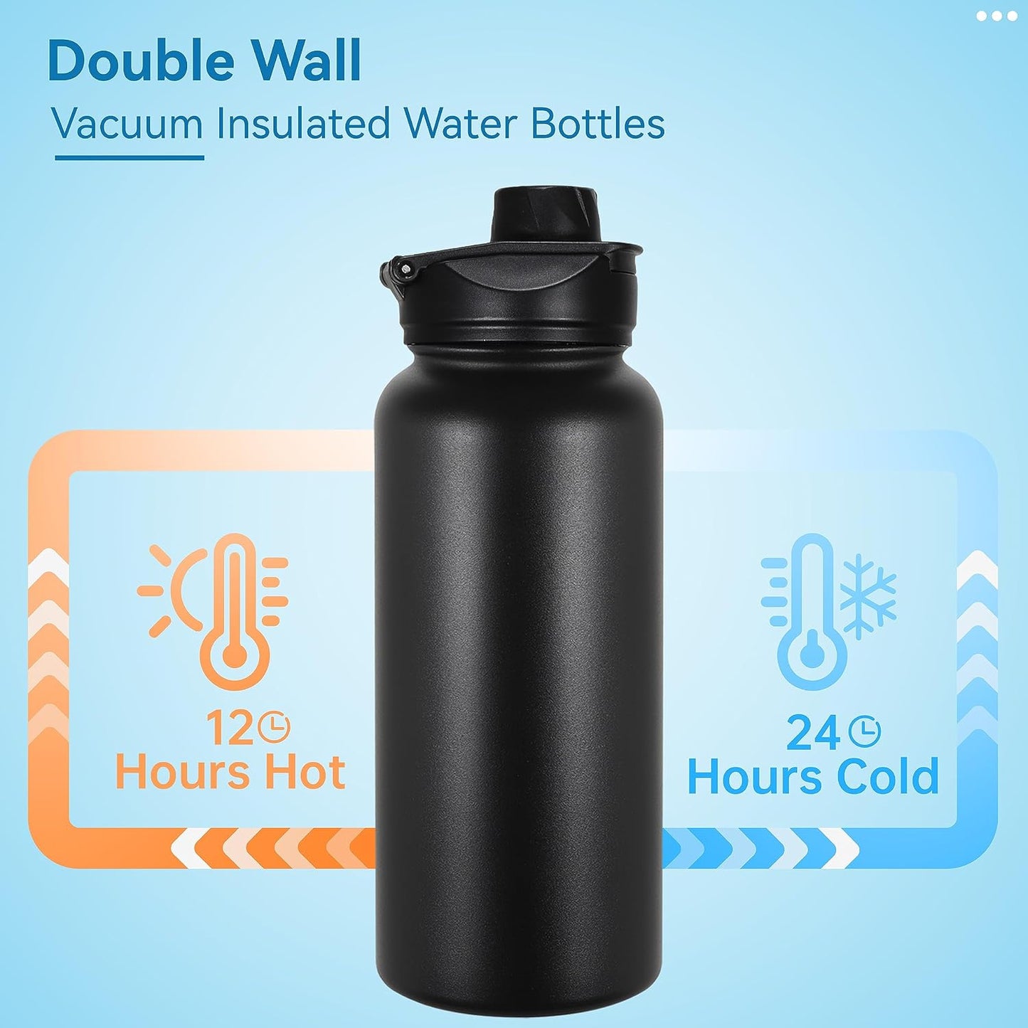 VEGOND Botella de agua aislada de 32 onzas, botellas de agua metáli...