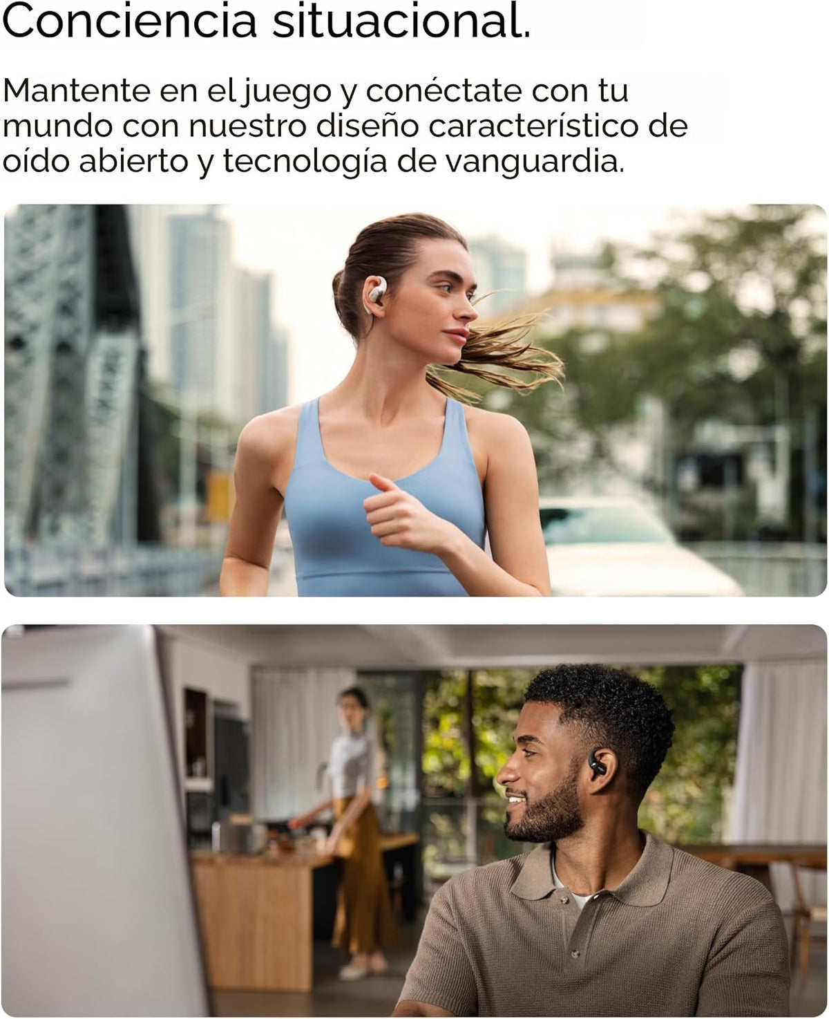 SHOKZ OpenFit 2 Auriculares Bluetooth con gancho abierto para la or...
