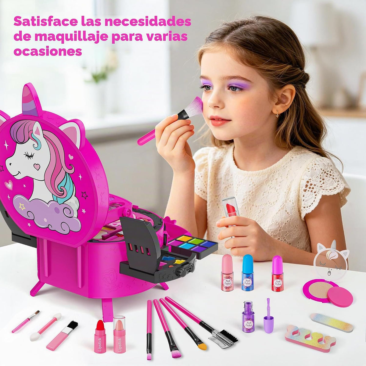 Kit de maquillaje de 59 piezas para niña, estuche de maquillaje lav...