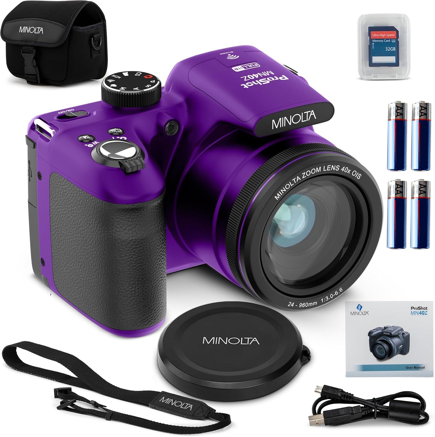 Minolta ProShot MN40Z - Cámara de 20 MP, zoom óptico 40X, video de...
