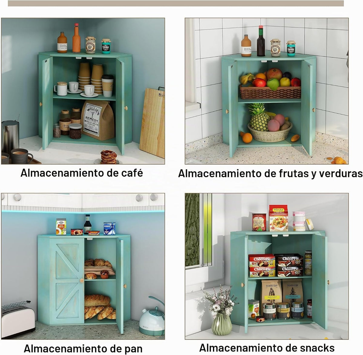 Trironsun Panera de Esquina para Encimera de Cocina de Bambú de Dob...