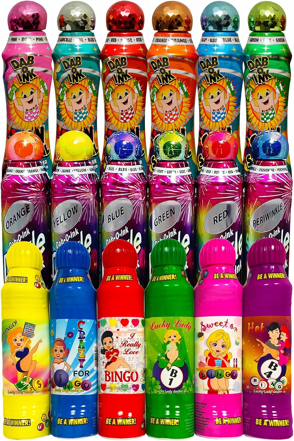 Lucky Lady Bolsa de bingo de neón con bolsillos y paquete de 18 Dau...
