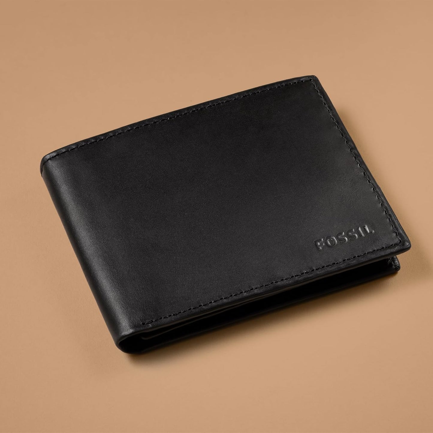 Fossil Derrick - Cartera de piel con bloqueo RFID, plegable con ide...