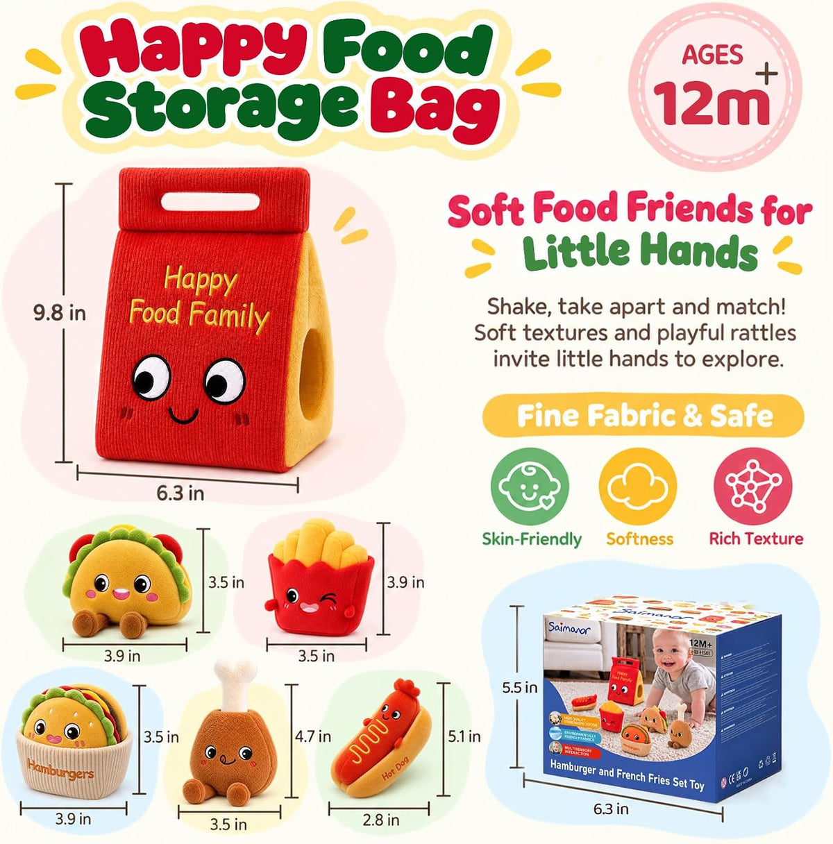 SAIMAND Juguetes sensoriales para bebés, juguetes Montessori para n...