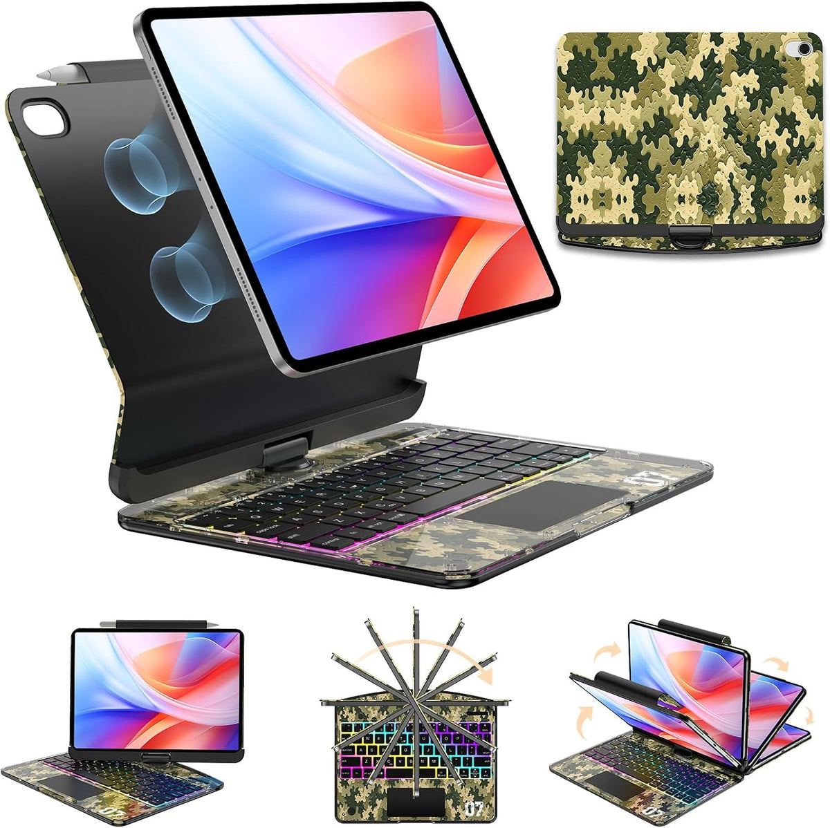 BLOSOMEET Funda magnética con teclado para iPad A16 de 11\/10ª gene...