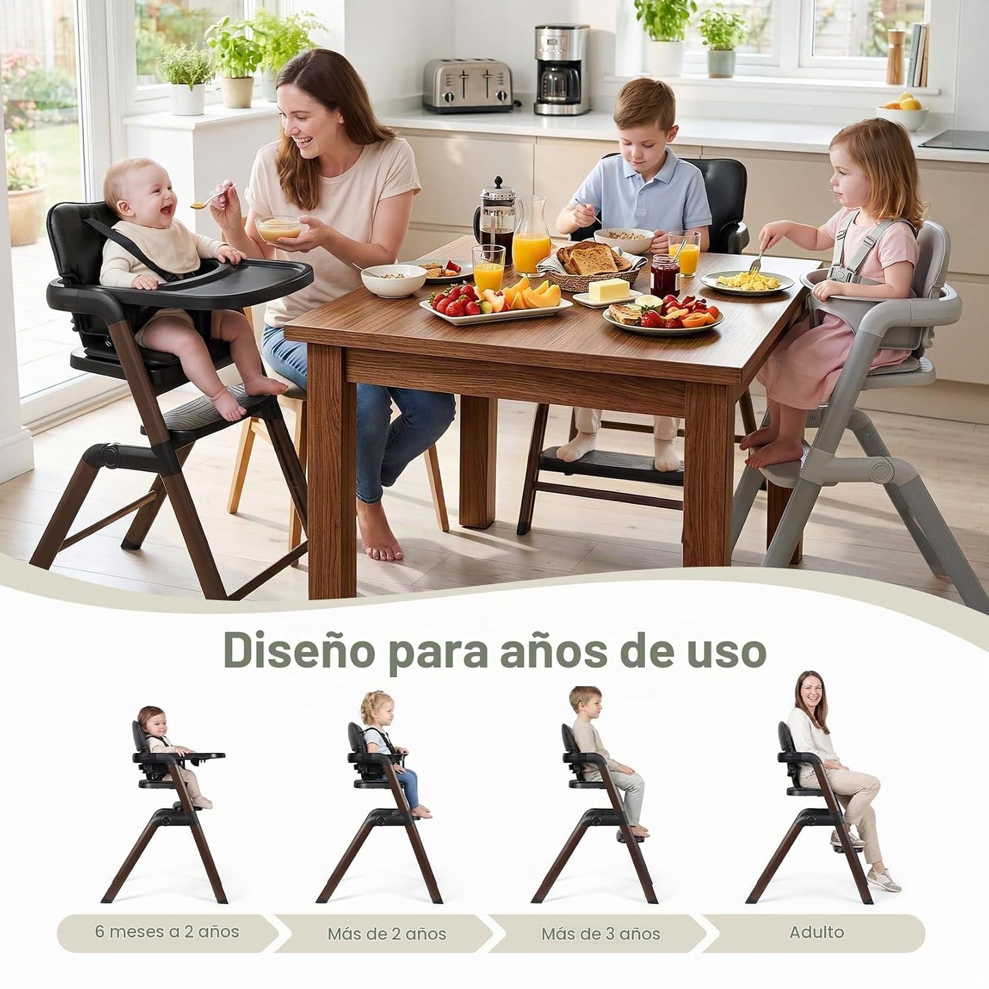 Ezebaby Silla alta para bebés y niños pequeños: sillas altas plegab...