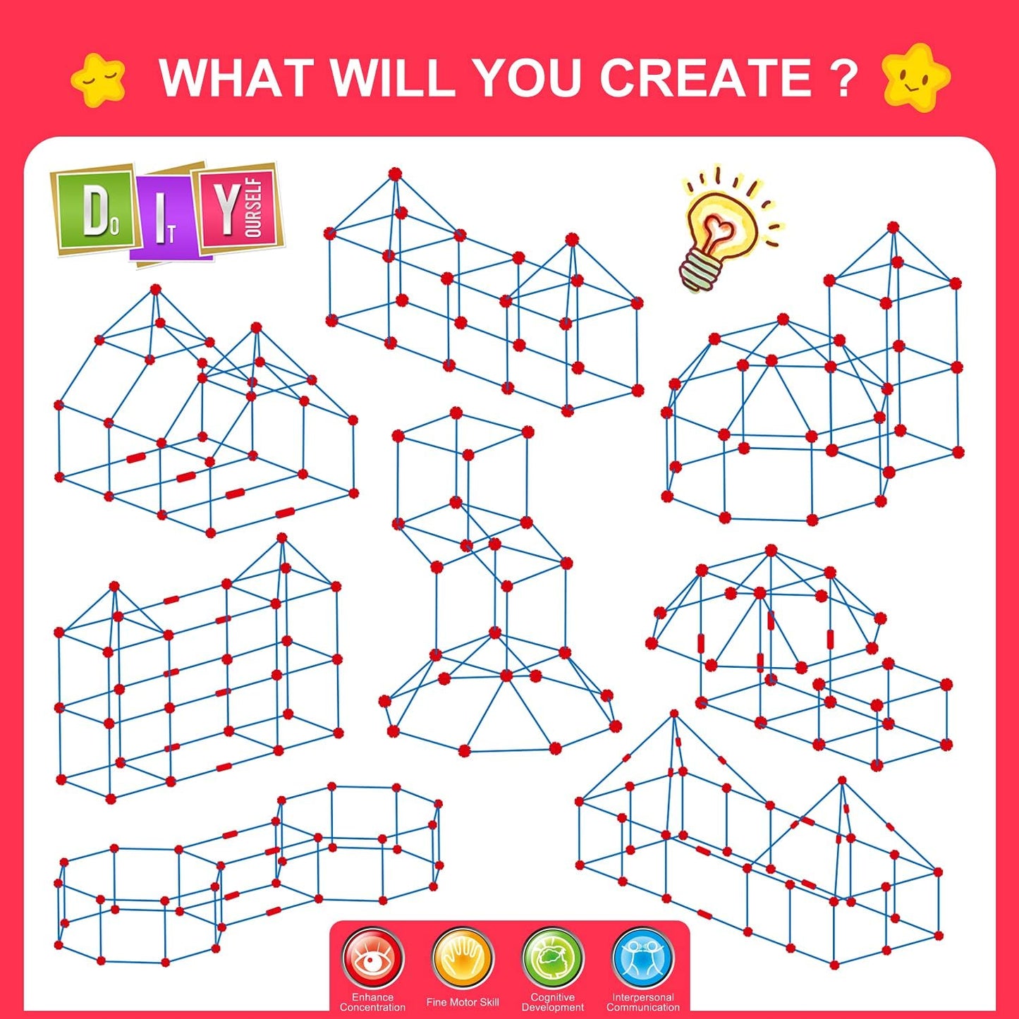 Kit de construcción de fortalezas para niños, juguetes de construcc...