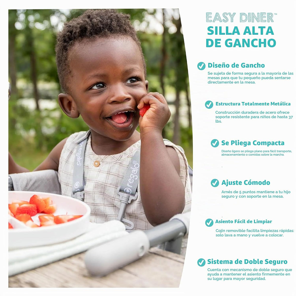 Regalo Easy Dinner - Silla alta de enganche, silla alta portátil co...