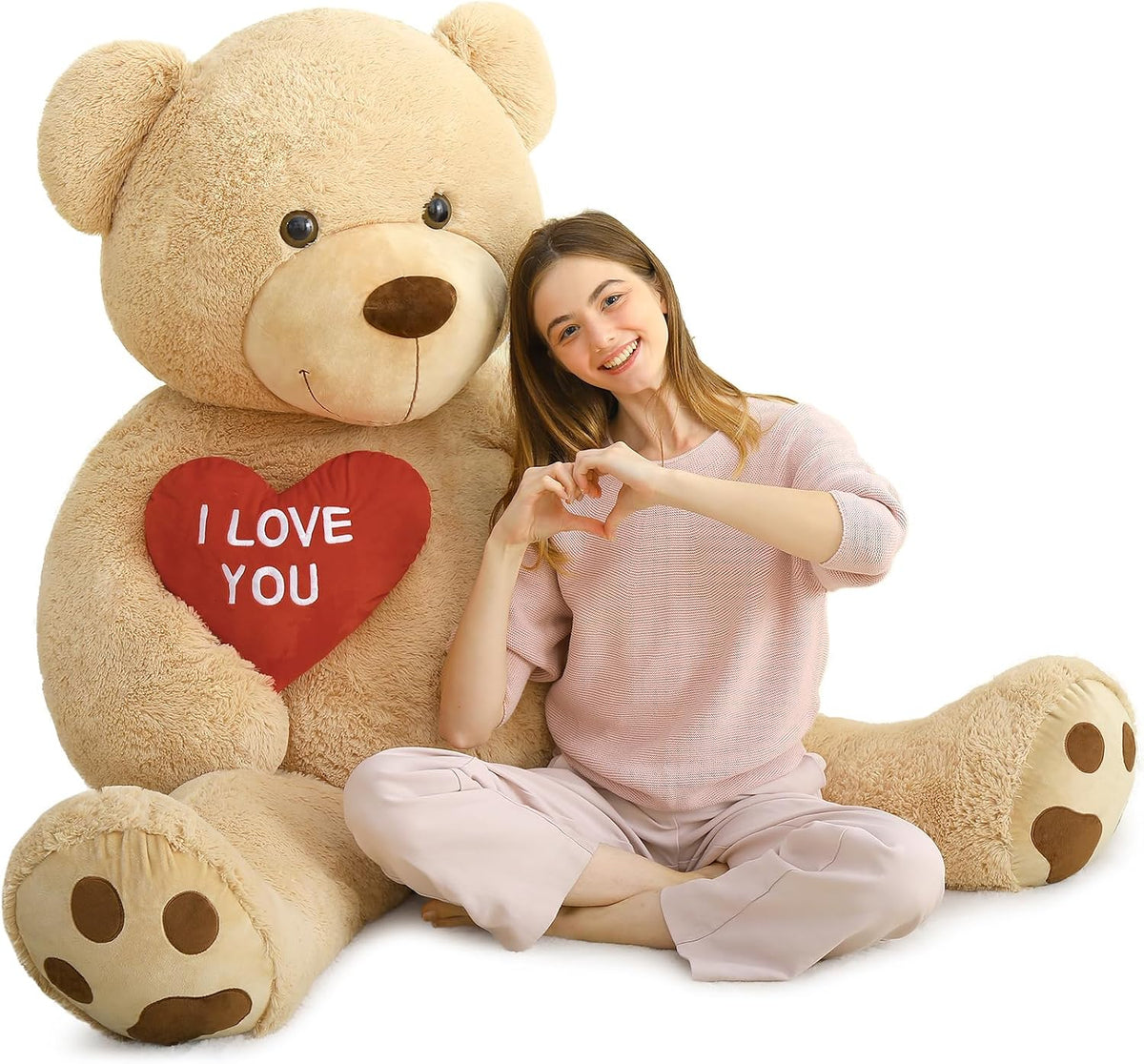MaoGoLan Oso de peluche gigante \u2013 5 pies de alto, corazón rojo...