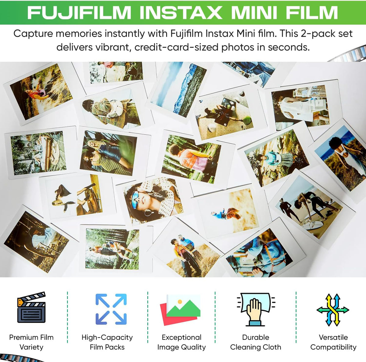Fujifilm Instax Mini Film - Dos paquetes de película instantánea, 4...