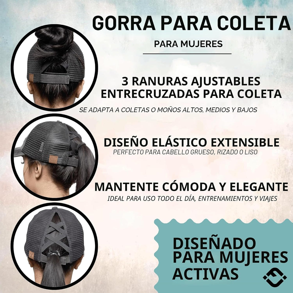 Funky Junque - Sombrero de cola de caballo para mujer, gorra de béi...
