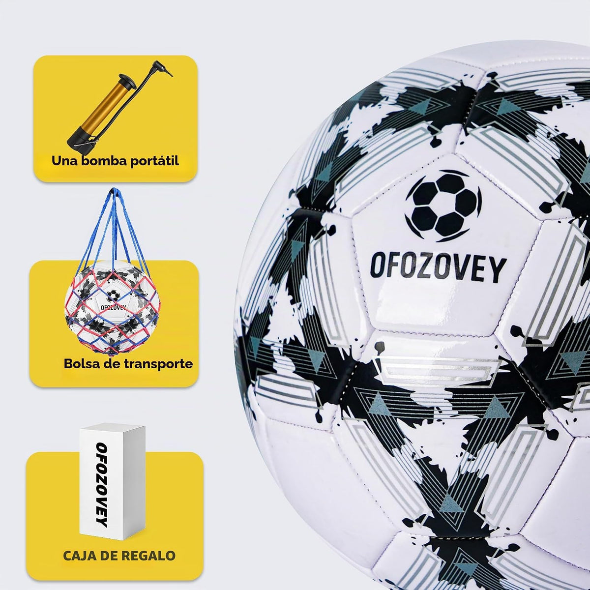 OFOZOVEY Balón de fútbol tamaño 3, 4, 5, paquete de dos, fútbol clá...
