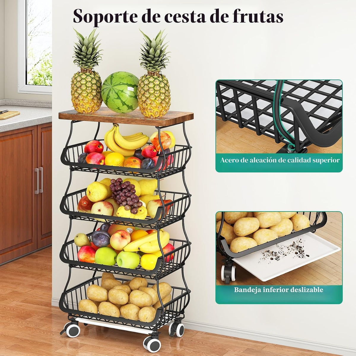 SAYZH Cesta de Frutas Organizadores y Almacenamiento de Despensa de...