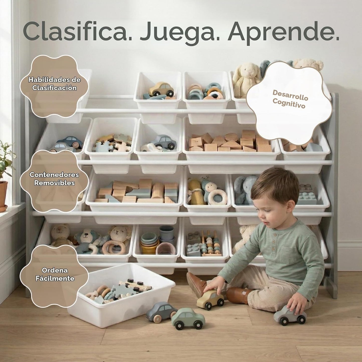 Humble Crew Organizador de juguetes para niños con 20 contenedores,...