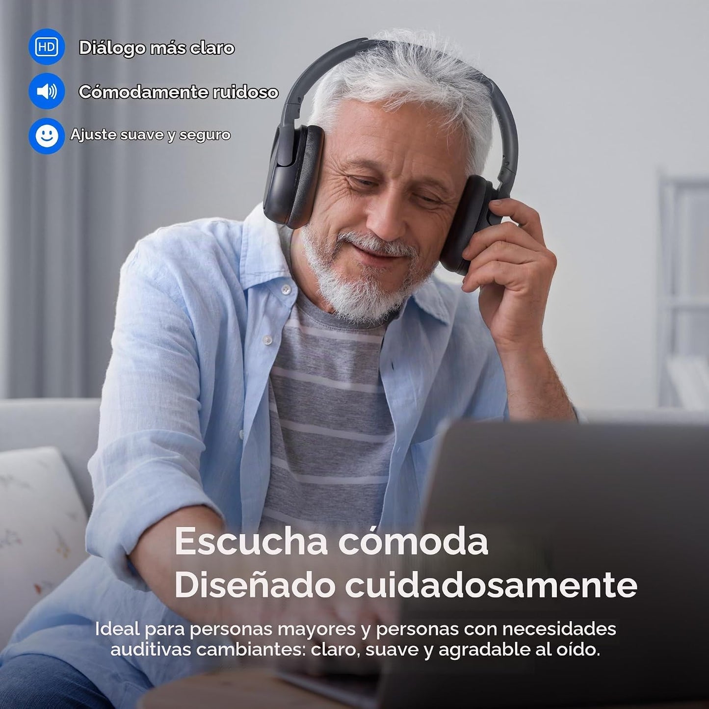Swiitech Auriculares inalámbricos para TV con base de carga, tiempo...