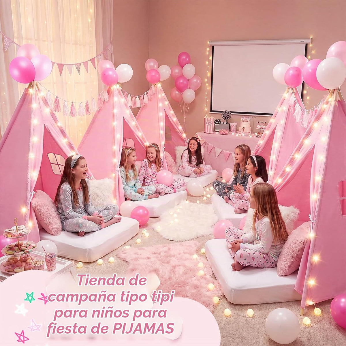 Lemosae - Paquete de 6 tiendas de campaña tipo tipi para niños con...