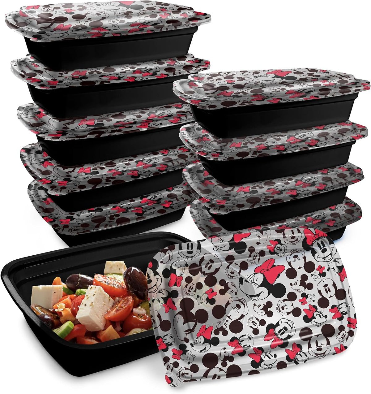 Disney Mickey &amp; Minnie Recipientes de preparación de comidas, 2...