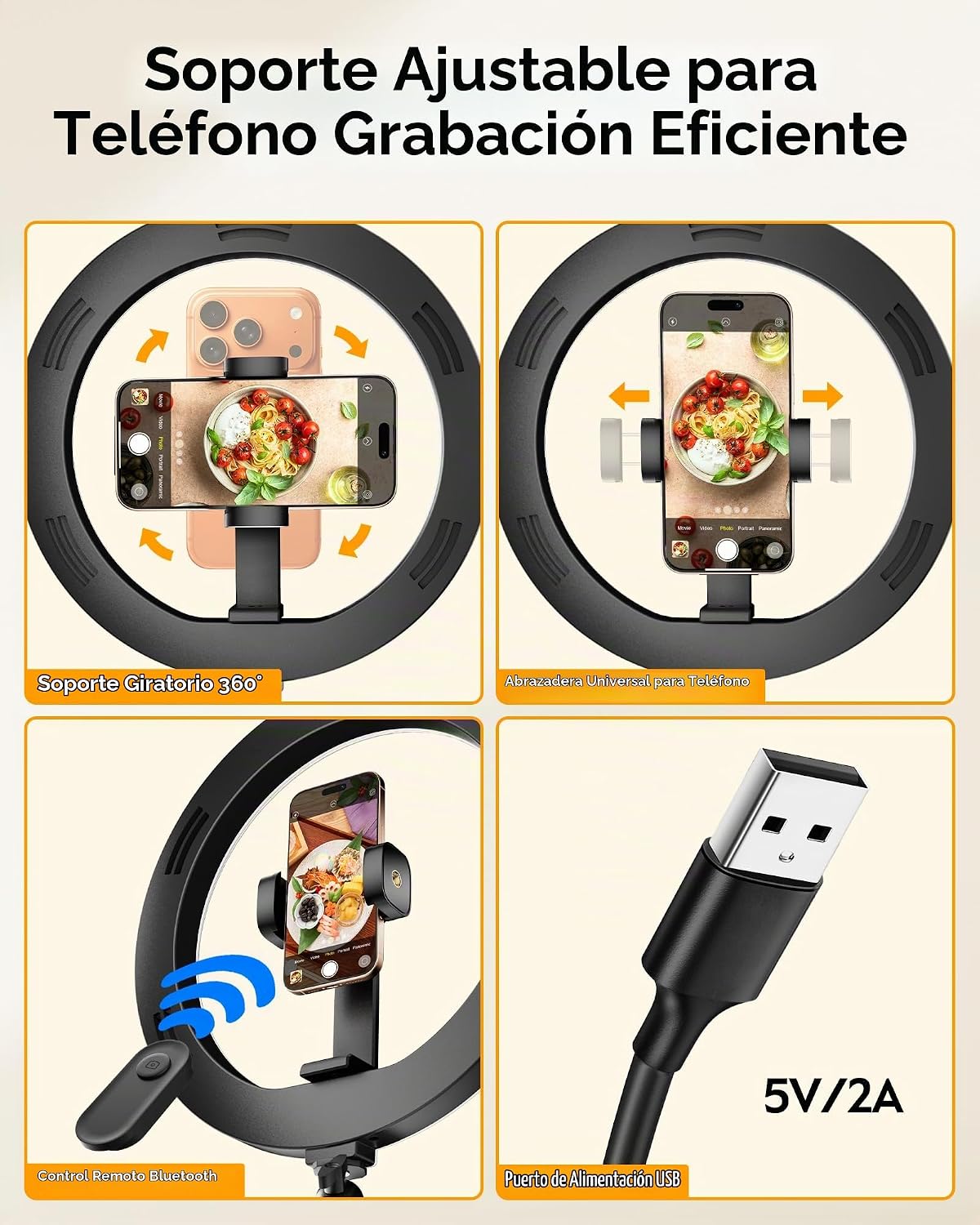 LUXSURE Trípode de luz de anillo para iPhone, anillo de luz con sop...