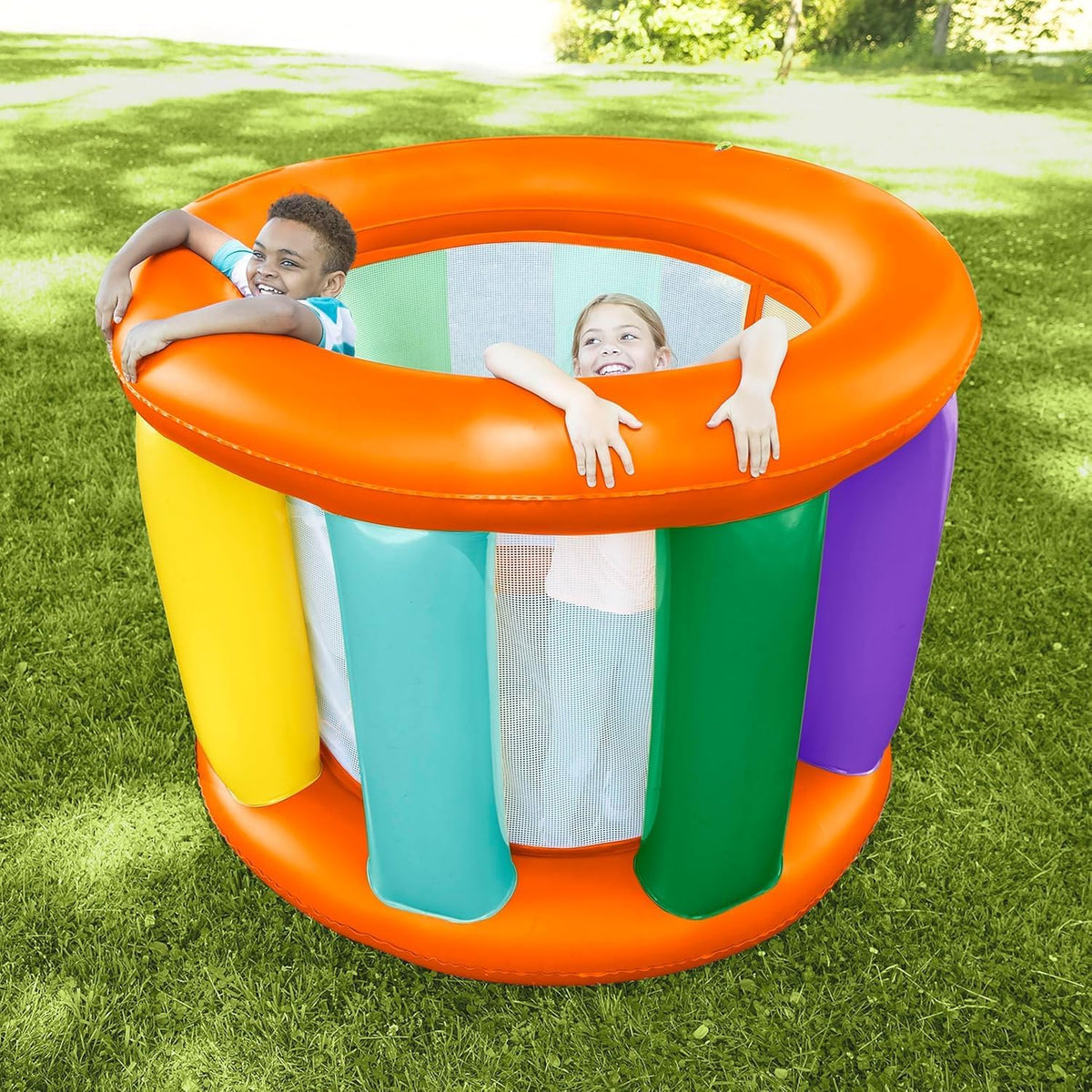 HearthSong Rodillo inflable gigante de tierra arcoíris 2.0 con inte...