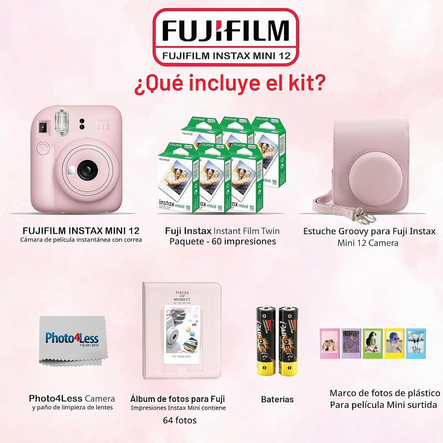 Fujifilm - Paquete de cámara instantánea Instax Mini 12 con películ...