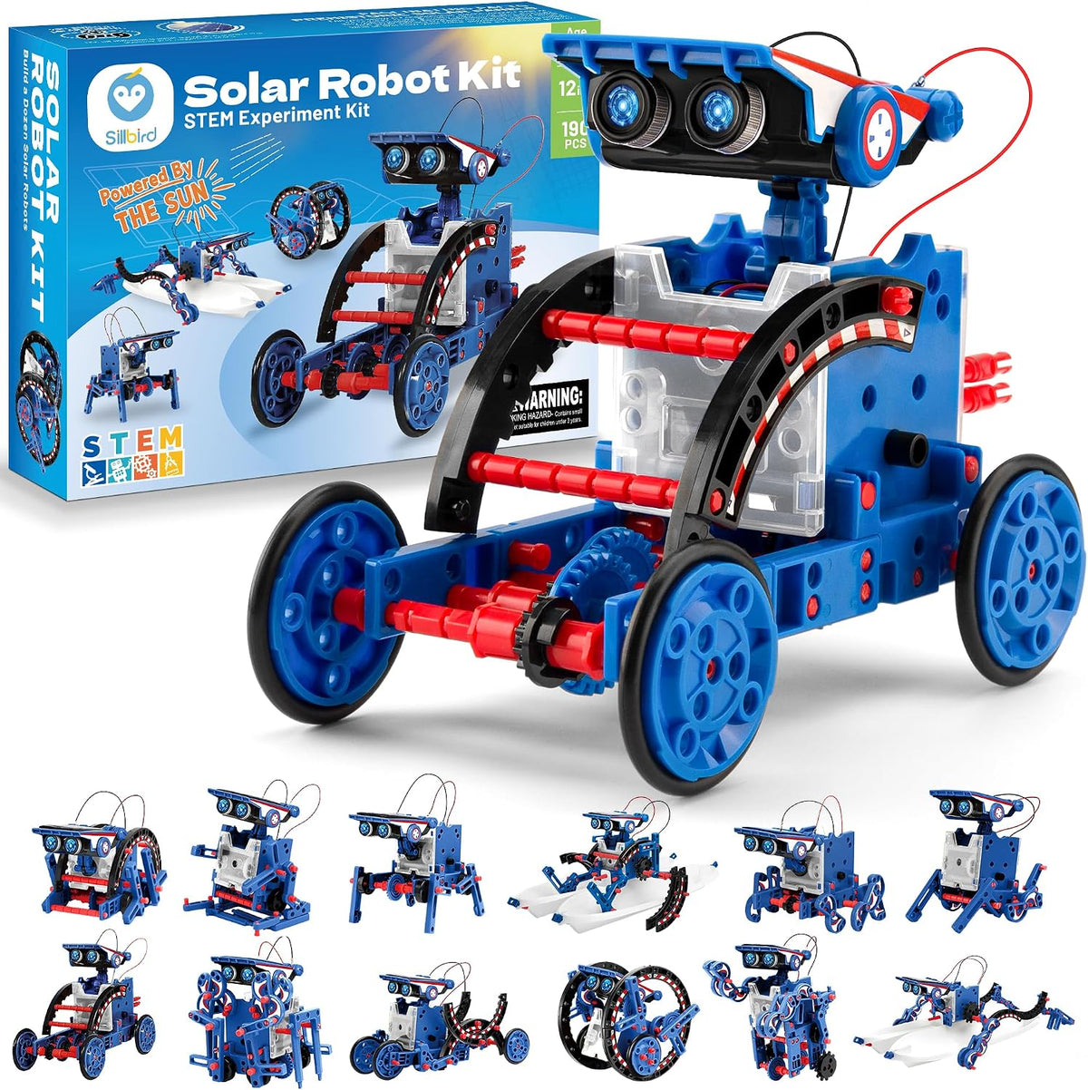 Sillbird Kit de construcción de robot solar STEM, regalo 12 en 1 pa...