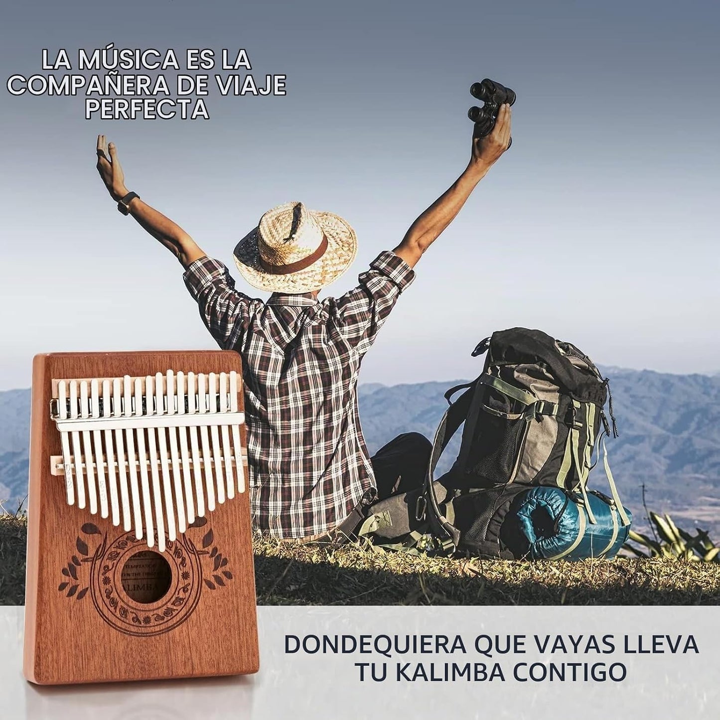 UNOKKI Kalimba - Piano de pulgar de 17 teclas, instrumento de caoba...