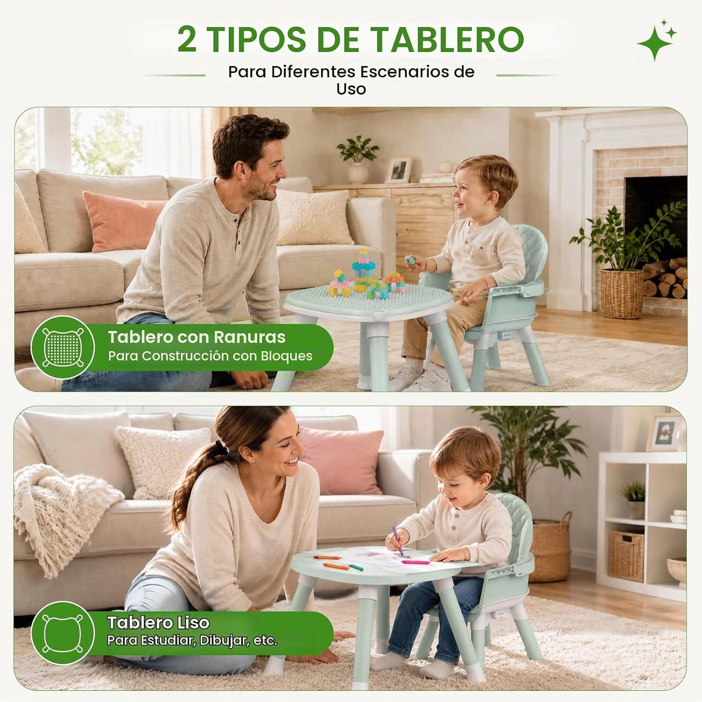 Sillas altas para bebés y niños pequeños (verde) | Asiento elevado,...