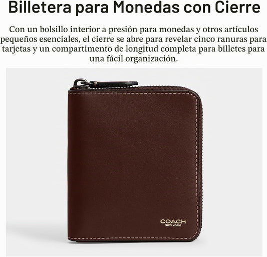 Coach Monedero con cremallera alrededor para hombre