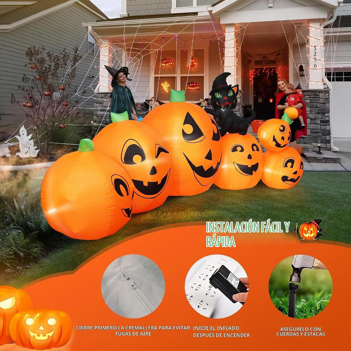 YOUBEMAGIC Parche de calabaza inflable de Halloween de 10 pies de l...