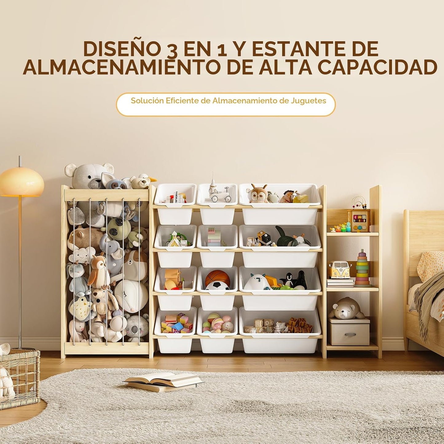 EXPERLAM Organizador de almacenamiento de juguetes 3 en 1, soporte...