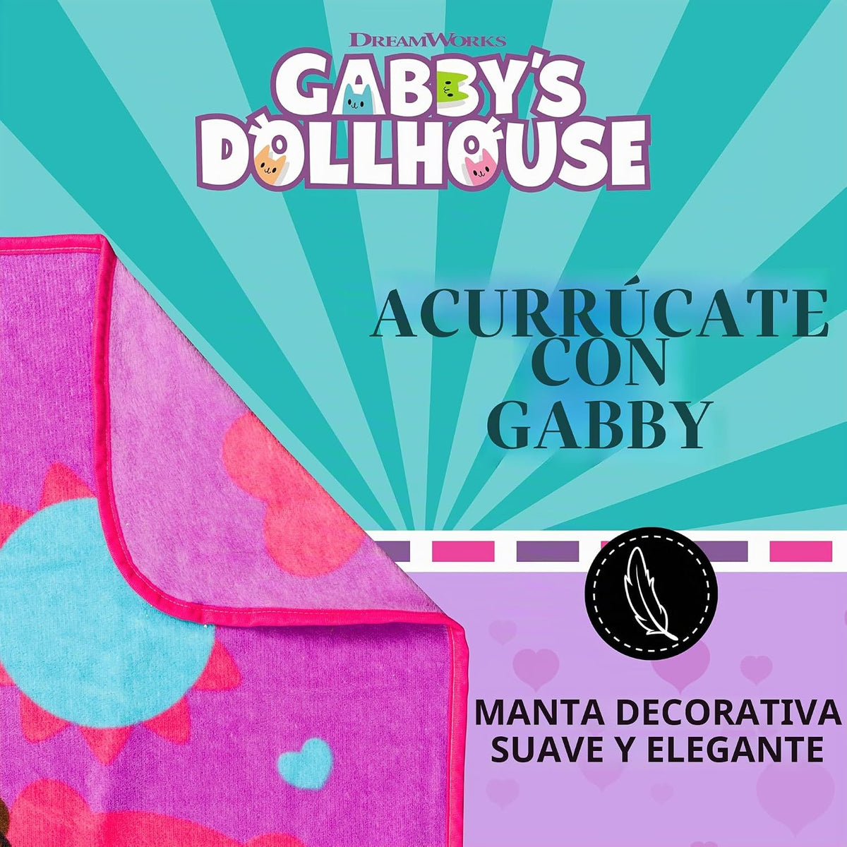 Silver Buffalo Gabby's Dollhouse Cupcake, Hearts and Rainbows H...