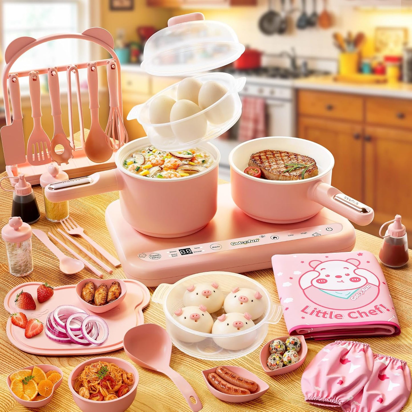 Gotoofun Juegos de cocina para niños, juego de cocina eléctrico dob...