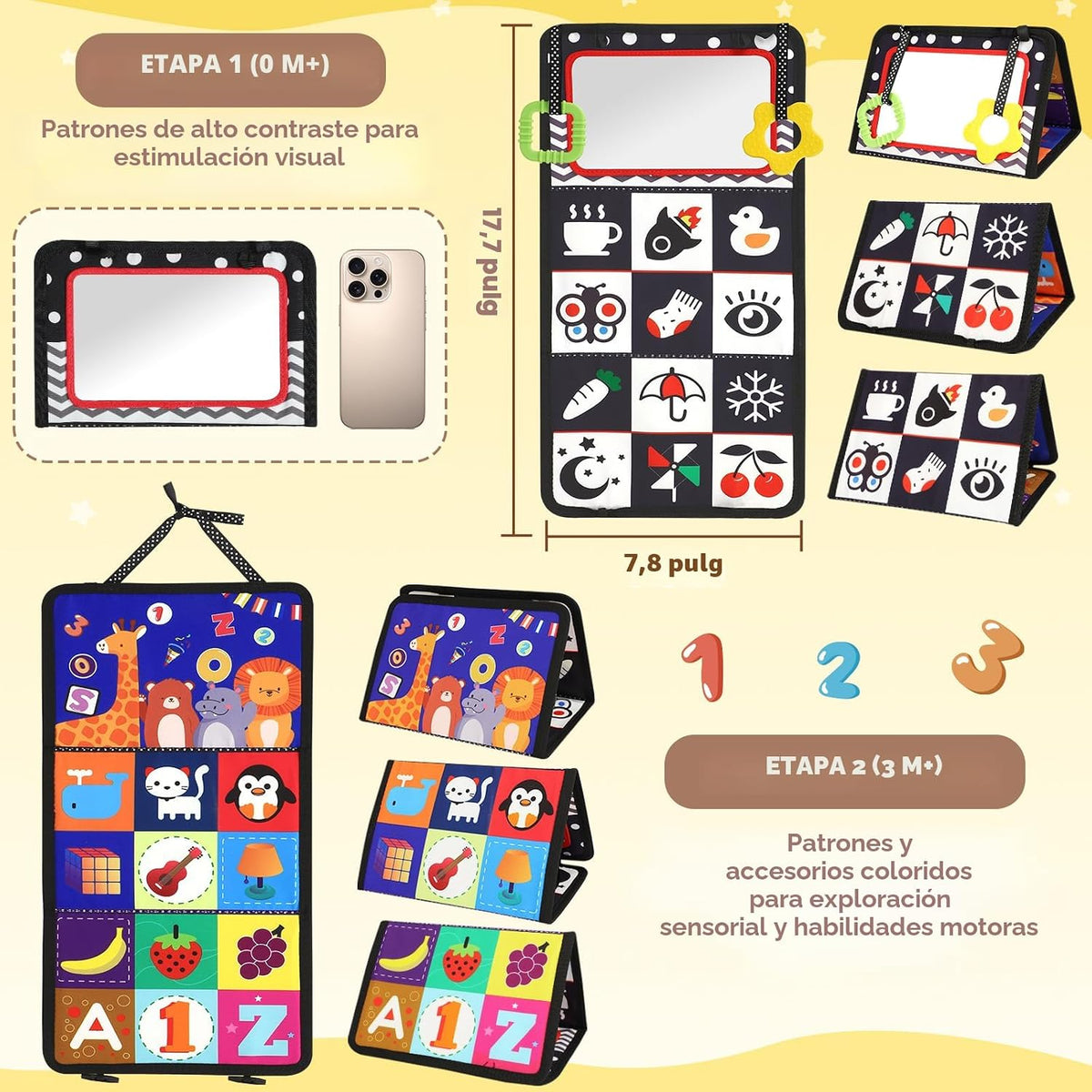 URMYWO Juego de Tiempo de Barriga - Juguetes de Alto Contraste en N...