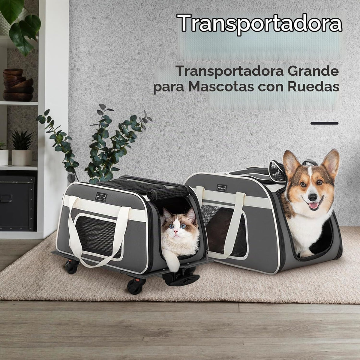 PETSFIT Transportador para gatos aprobado por aerolíneas con ruedas...