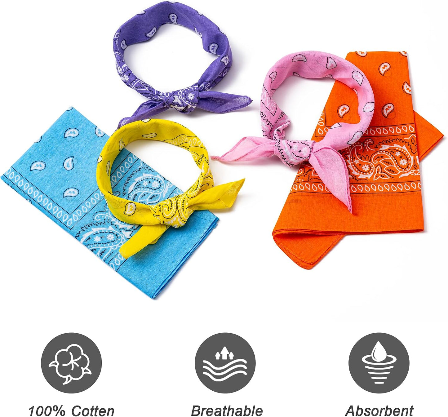 BOOMIBOO 12 bandanas para hombres y mujeres, diadema 100% suave par...