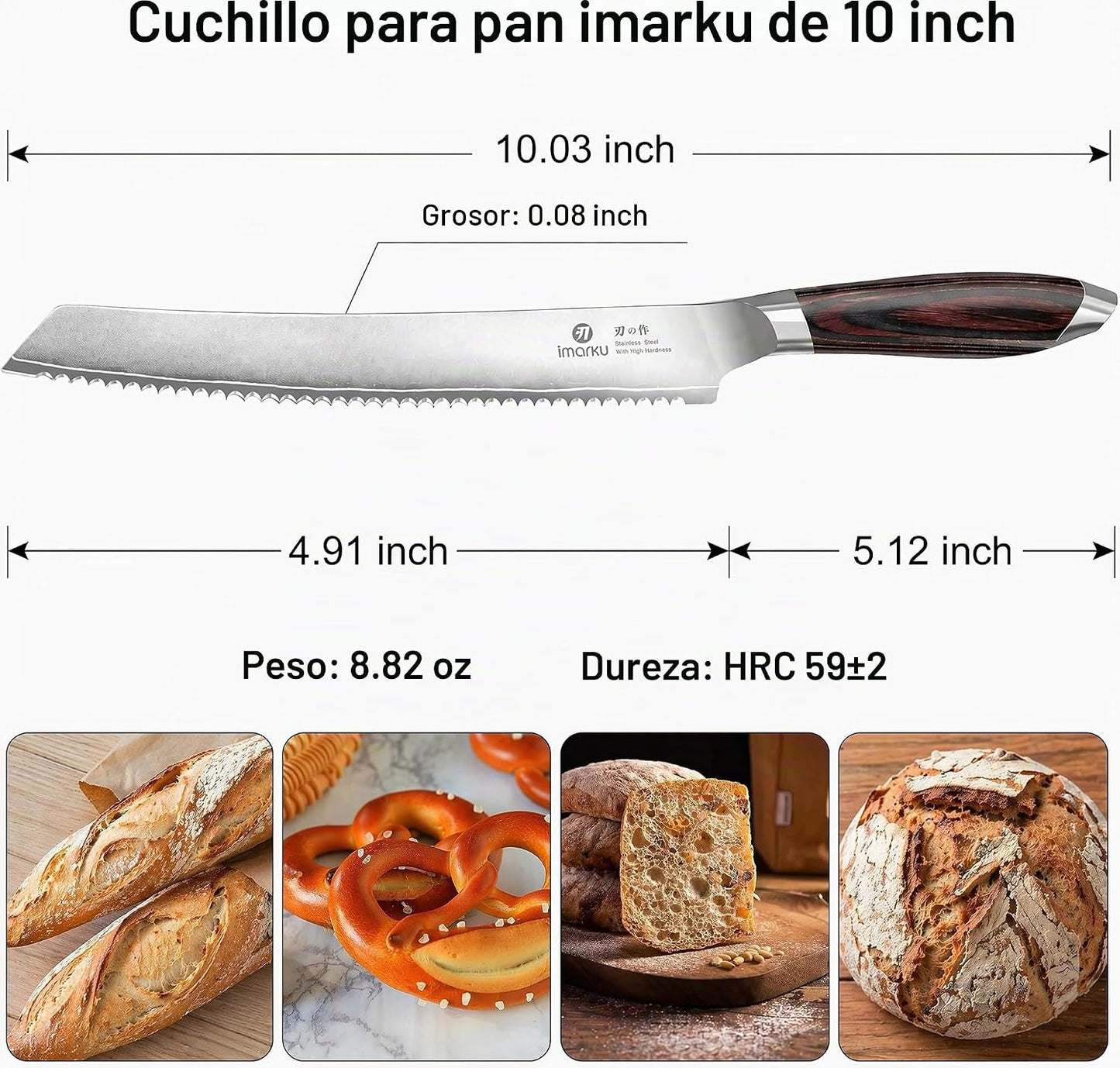 imarku Cuchillo de pan, cuchillos de pan dentados profesionales de...