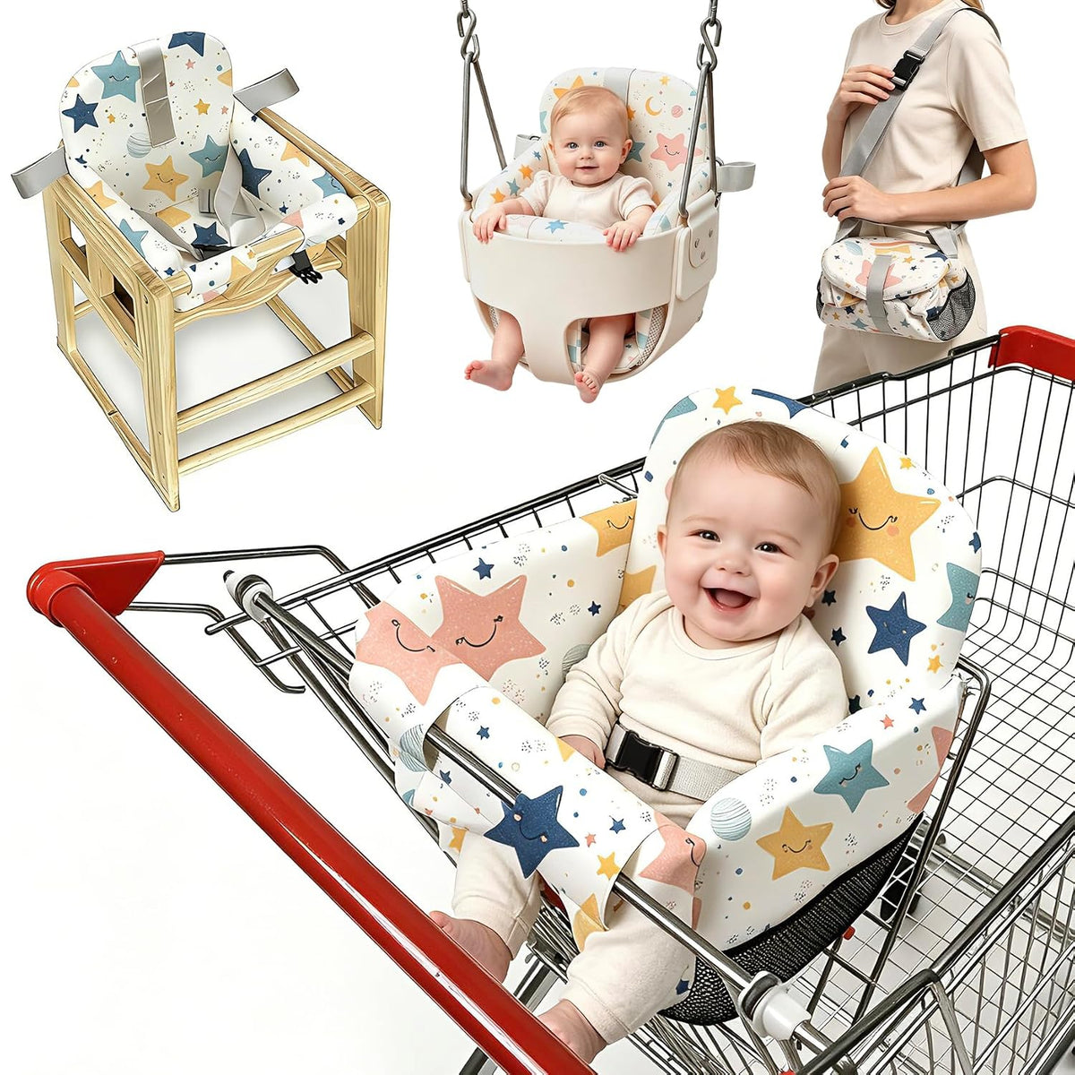 Funda de asiento de carrito de compras para bebé niña y niño, funda...