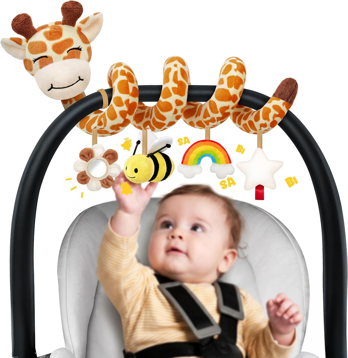 Stuffed Asiento de coche en espiral para bebés de 6 a 12 meses, jug...