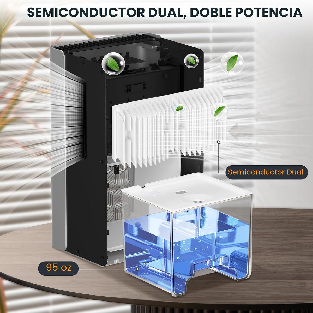 Deshumidificador ToLife, tanque de 1000 pies cuadrados y 95 oz con...