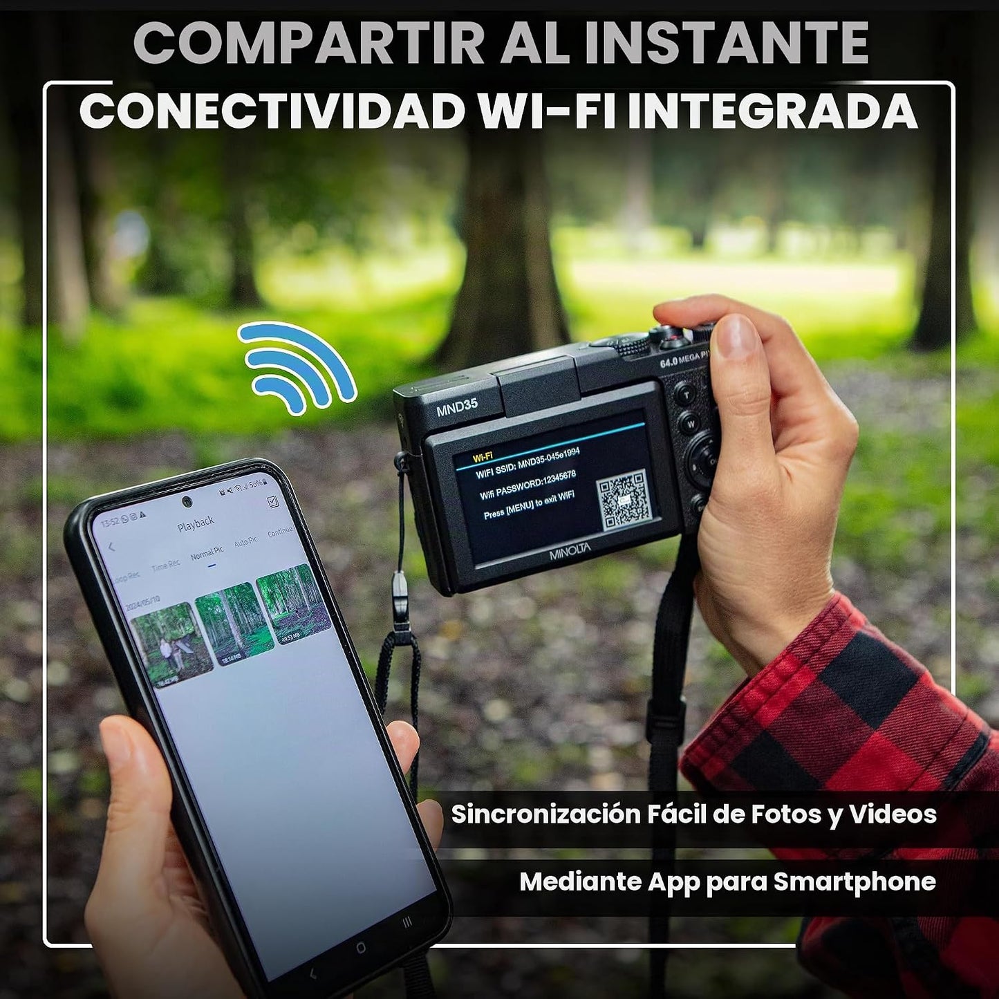 Minolta MND35 64MP 4K Ultra HD Wi-Fi Cámara digital, color negro |...