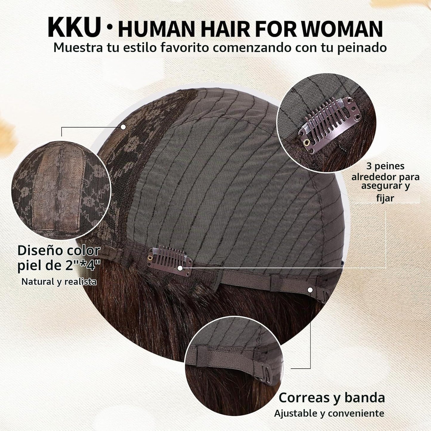 KKU Pelucas de cabello humano rubio degradado de 16 pulgadas para m...
