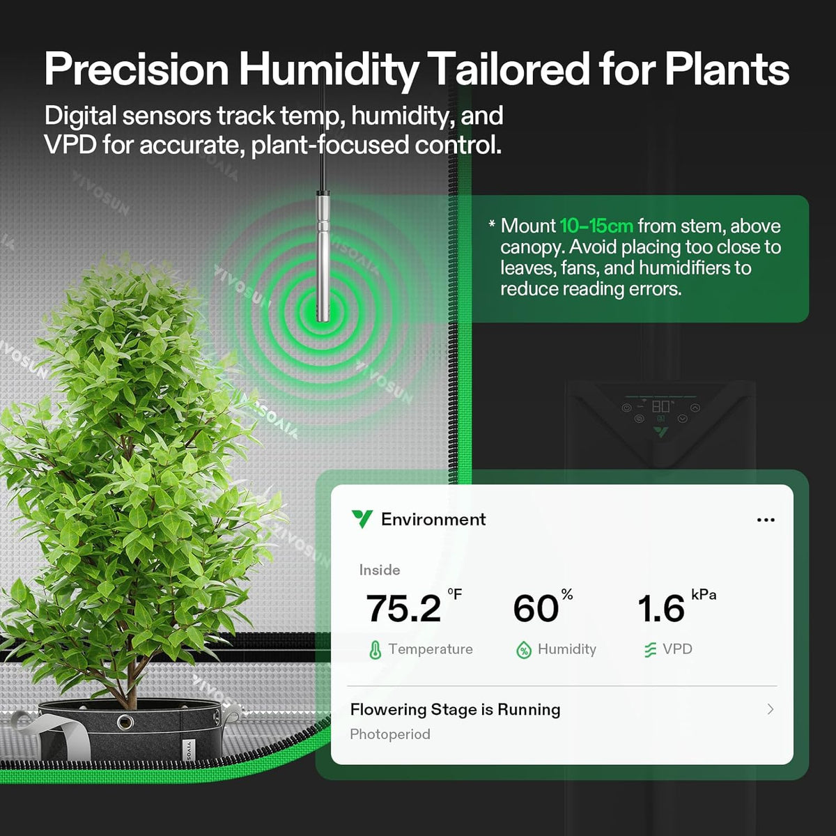 VIVOSUN AeroStream H19 Humidificador ambiental inteligente de 19L c...
